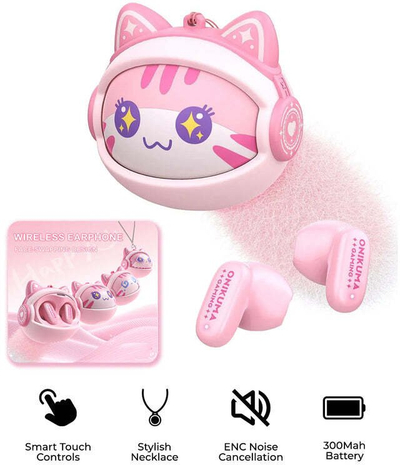 Kufje wireless Onikuma TWS TX603, Bluetooth 5.4, bateri 5 orë, rozë