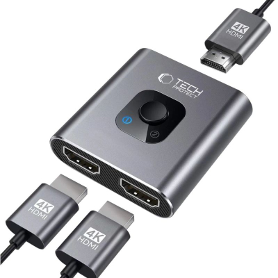 Adapter HDMI Tech-Protect HB07, 2 në 1, 4K 60Hz, gri hapësinor