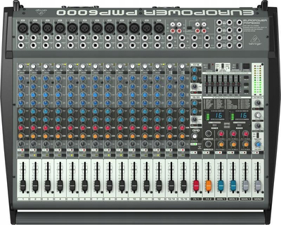 Mikser i fuqizuar Behringer Europower PMP6000, 20 kanale, efekte digjitale, i zi