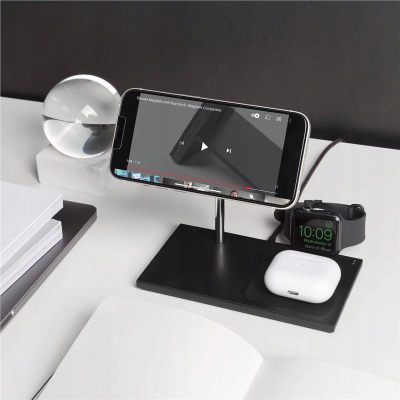Karikues 3 në 1 wireless Native Union Snap, me magnet, për iPhone, AirPods edhe Apple Watch, i zi