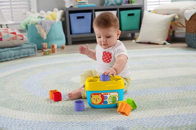 Lodër formash Fisher Price Baby’s First Blocks FFC84, 10 blloqe, për kalamaj të vegjël, me shumë ngjyra