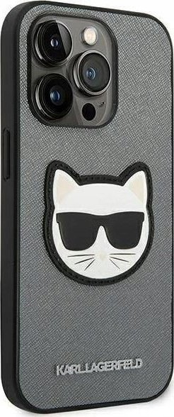 Mbulesë telefoni Karl Lagerfeld Choupette Head Patch KLHCP14XSAPCHG, për iPhone 14 Pro Max, argjend