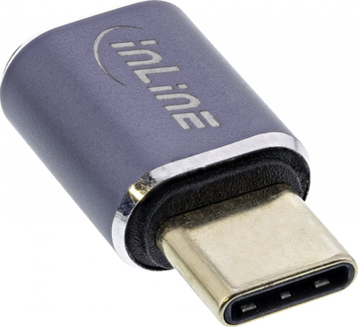 Adapter USB InLine USB4, USB Type-C mashkull–femër, alumin, gri