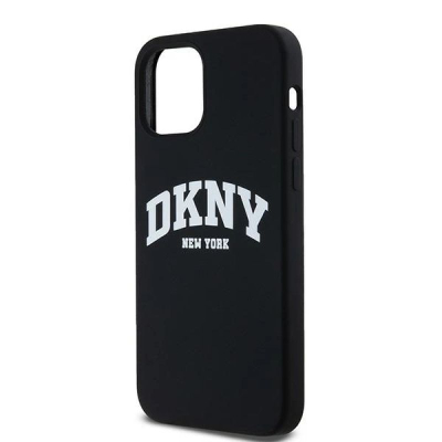 Futrollë telefoni DKNY Liquid Silicone Arch Logo MagSafe, për iPhone 12 12 Pro, silikoni, e zezë