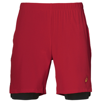 Shorce vrapimi ASICS 2 in 1 7", për meshkuj, të zinj
