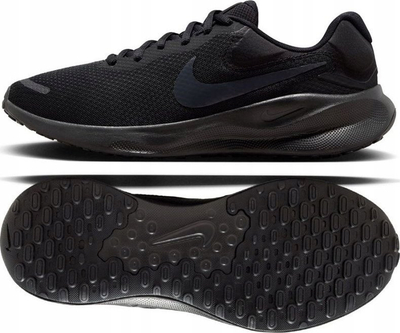 Atlete vrapimi Nike Revolution 7 M FB2207 005, rrjetë tekstili, amortizim shkumë, të zeza