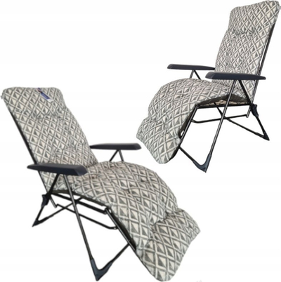 Градинарска столица Patio Malaga Plus H039-06PB, преклопна, со дебело перниче, сива со ромбови