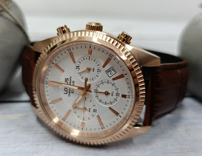 Ora burrash Lorus RT304LX9, 42mm, kronograf, 10 ATM, ari rozë kafe