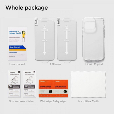 Set mbrojtës për telefon Spigen Crystal Pack, për iPhone 13 Pro Max, i tejdukshëm