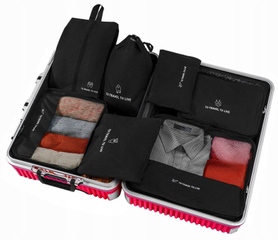 Set organizues për valixhe, 7 pjesë, material Oxford, rezistent ndaj ujit, shumëngjyrësh