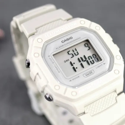 Ora dore Casio W 218HC 8AV, kronometër, rezistente ndaj ujit 50M, gri