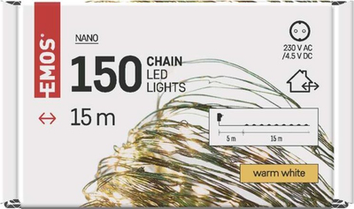 Drita dekorative LED EMOS Nano, 15 m, 150 dritëza, e bardhë e ngrohtë