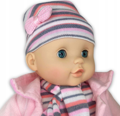 Kukull bebe Adar 516724, 40cm, me zë polonisht, rozë gri