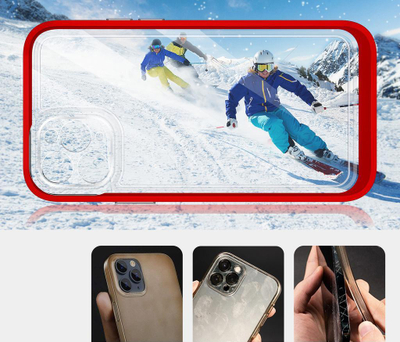 Mbështjellës telefoni Hybrid Armor për iPhone 11 Pro, transparent me kornizë të kuqe