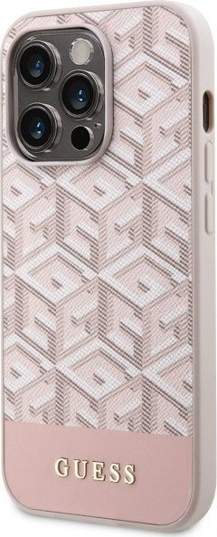 Këllëf telefoni Guess GCube Stripes MagSafe, për iPhone 14 Pro Max, i fortë, rozë