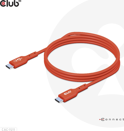 Kabllo USB Club 3D CAC-1511, USB C në USB C, 1 m, e kuqe