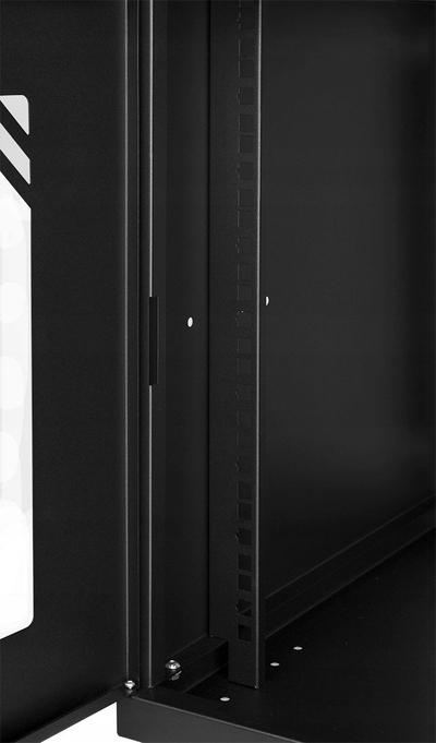 Kabinet rack 19" pa markë 9U, thellësi 450mm, derë xhami, i zi