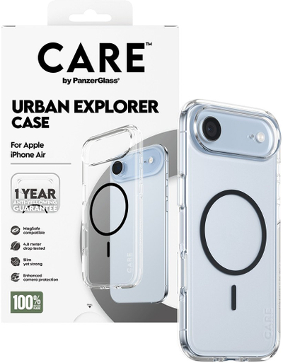 Këllëf telefoni PanzerGlass Urban Explorer për Apple iPhone Air, i tejdukshëm, me të zeza