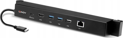 Docking Station Lindy USB C 3.2 Gen 2, HDMI, PD 100W, Gigabit LAN, e zezë