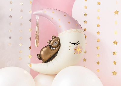 Balonë heliumi Teddy Bear on the Moon, folie, 81cm, shumëngjyrëshe