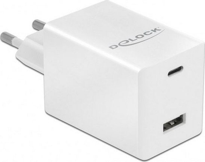 Karikues DeLOCK 41448, USB Type C PD, USB Type A fast charge, i bardhë