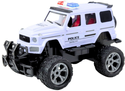 Makina e policisë me telekomandë RC, off-road, shkallë 1:12, e bardhë