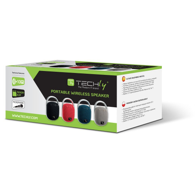 Altoparlant bluetooth Techly Mini, wireless V5.3, me drita LED, blu
