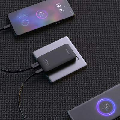 Karikues muri Dudao GaN A65Q, 65W, USB-C PD edhe USB-A, i zi