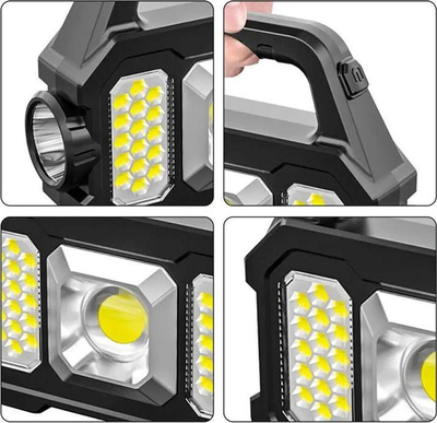 Prozhektor dore ZD103, LED me diell, 4000mAh, i zi