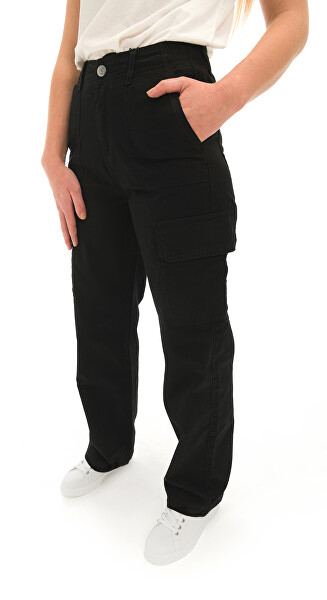 Pantallona Jacqueline de Yong JDYABBY Wide Leg Fit, të zeza