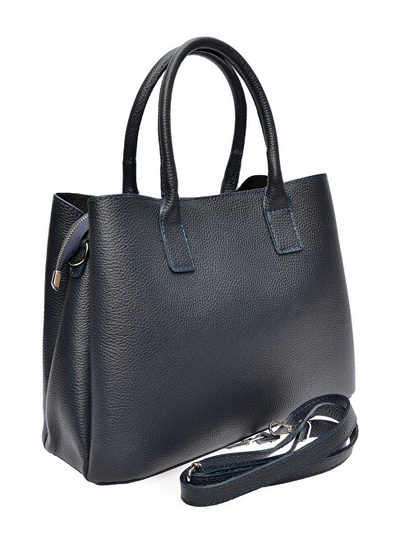 Çantë dore AW25 AL 117, lëkurë e çekiçuar, 25x34x14.5cm, blu e errët