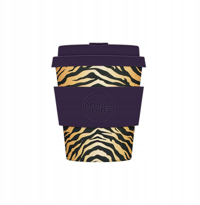 Filxhan udhëtimi Ecoffee Colchesterfield, 240ml, PLA bimor, me kapak, vjollcë me motive tigri