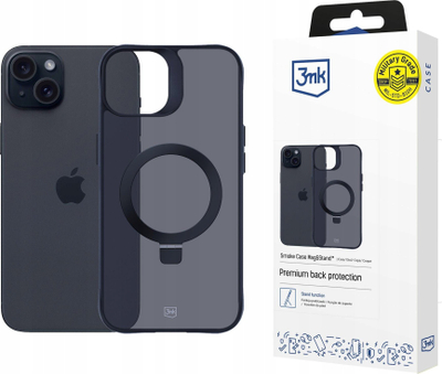 Maskë telefoni 3MK Smoke, për iPhone 15 Plus, MagSafe, me qëndrim, gri e errët