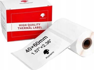 Rrotullë etiketash ngjitëse Phomemo XP-4060-130, 40x60mm, 130 etiketa, e bardhë