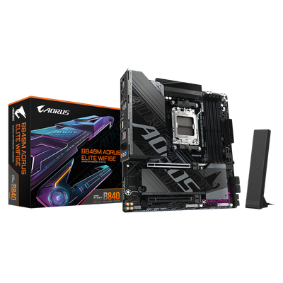 Pllakë amë GIGABYTE B840M AORUS ELITE WIFI 6E, DDR5, 2x M.2 PCIe 4.0, Wi-Fi 6E