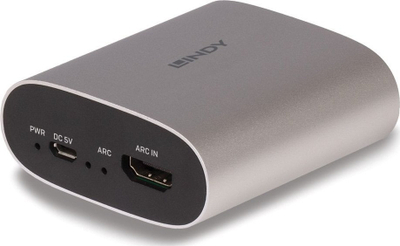 Konvertues audio Lindy 38363, HDMI ARC në RCA dhe 3.5mm, argjendtë