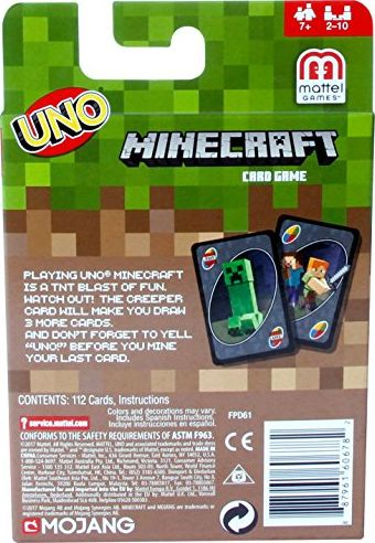 Lojë me letra Mattel Uno Minecraft, edicioni Minecraft, shumëngjyrëshe