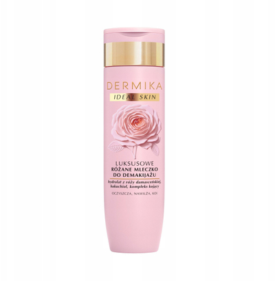 Qumësht pastrimi Dermika Ideal Skin Luxury Rose, hidratues, për heqje make-up-i, rozë
