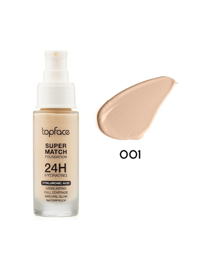 Krem Pudër Topface Super Match 24H Hydrating, 001 Ivory Nude, 30 ml