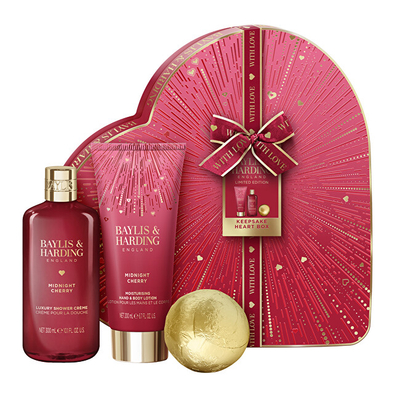 Seti kujdesi për trup Baylis & Harding Midnight Cherry, krem dushi 300 ml + losion 200 ml + bombë banje 140 g