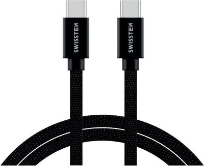 Kabllo të dhënash Swissten USB C në USB C, me stof, 2m, e zezë