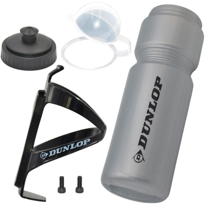 Shishe uji për biçikletë Dunlop, 750 ml, me mbajtëse, argjendtë e zezë