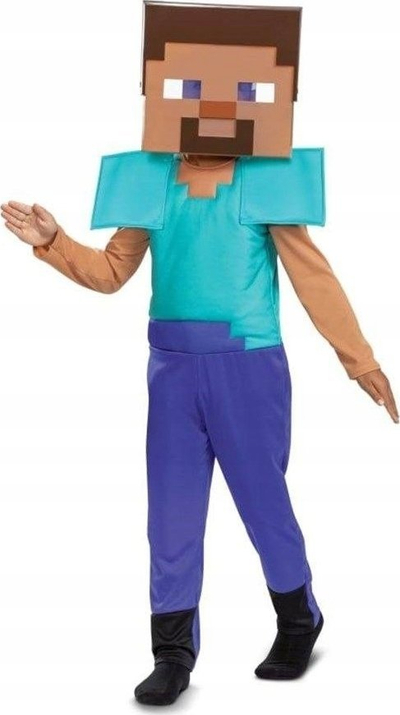 Kostum disfraz Minecraft Steve për çuna, madhësia XS, shumëngjyrësh