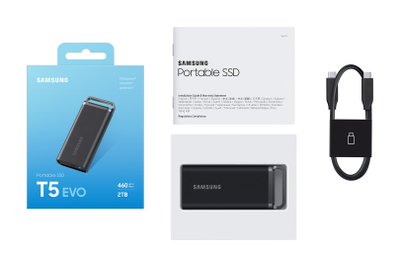 SSD i jashtëm Samsung T5 EVO, 2TB, USB 3.2 Type C, i zi