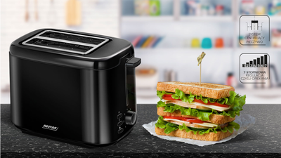 Toaster MPM MTO-07, 7 nivele pjekjeje, funksion shkrirje, i zi