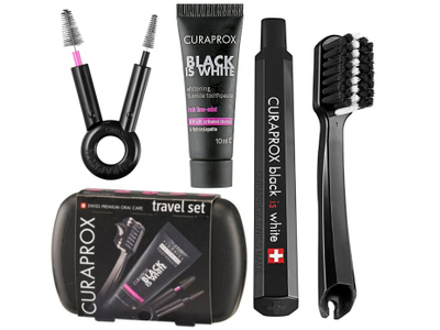 Set udhëtimi Curaprox, brushë, brushë interdentale & pastë, e zezë