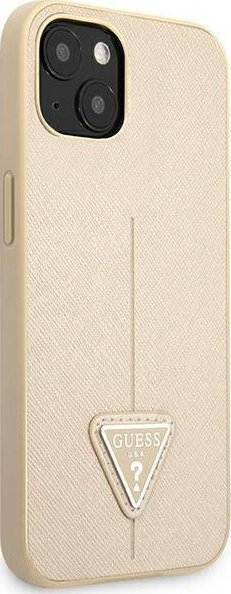 Mbulesë telefoni Guess GUHCP14SPSATLE, për iPhone 14 6.1", lëkurë eko, bezhë