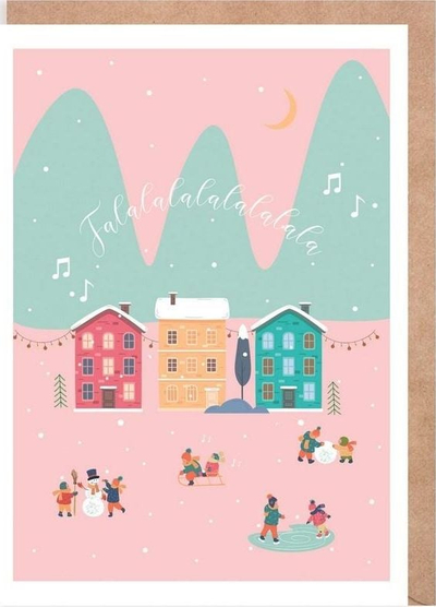 Kartolinë festive Cardie Falalala A6, letër satin 300g, me zarf bio