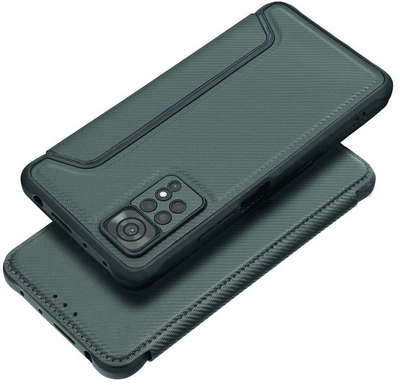 Kapak libri Razor për Xiaomi Redmi Note 14 Pro 4G, lëkurë ekologjike, me magnet, jeshil i errët