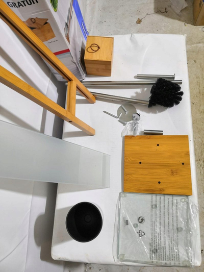 Mbajtës letre tualeti me furçë WENKO Rivalta, 3 në 1, bambu, ngjyrë natyrale